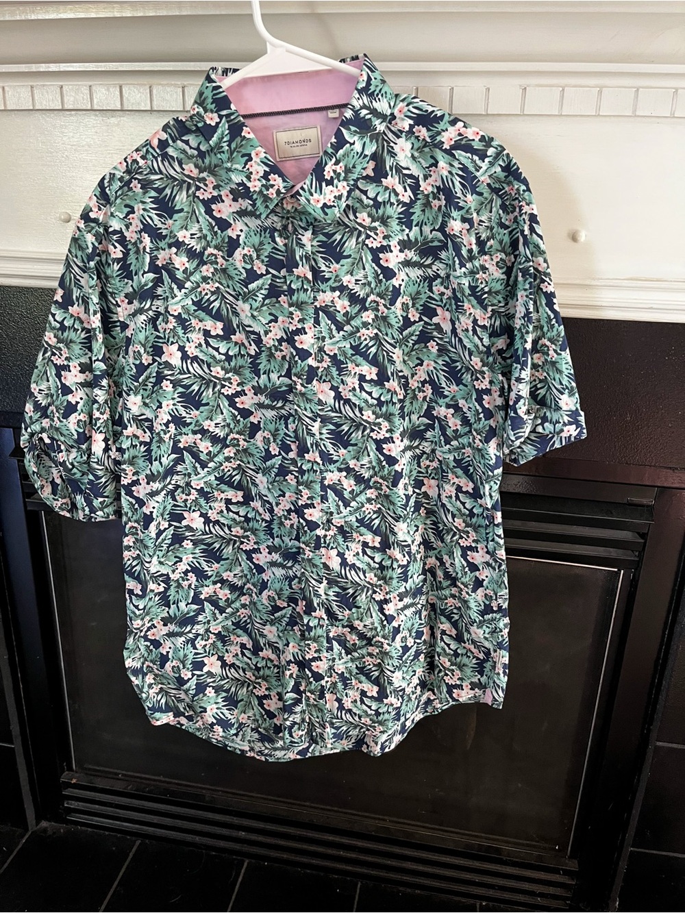 7 Diamonds Short-Sleeve Button-Down Shirt - Navy, Green, Pink